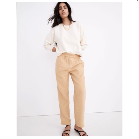 Madewell Pants - Madewell Lightspun Tapered Huston Pull-On Crop Pants Double Gauzy Cotton Sz S